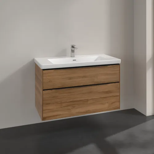 VILLEROY BOCH Subway 3.0 Vanity unit, 2 výsuvy, 973 x 576 x 478 mm, dub Kansas #C57001RH, obrázek 2