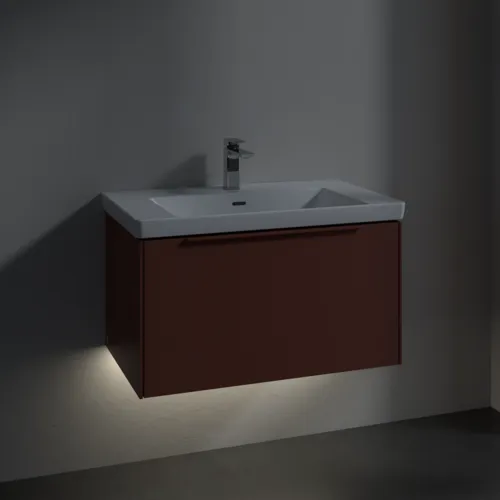 VILLEROY BOCH Subway 3.0 Vanity unit, s osvětlením, 1 zásuvka, 772 x 429 x 478 mm, vínově červená #C573L2AH, obrázek 5