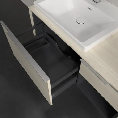 VILLEROY BOCH Subway 3.0 Vanity unit, s osvětlením, 2 výsuvy, 1001 x 423 x 516 mm, bílý dub / bílý dub #C572L0AA, obrázek 7