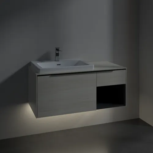 VILLEROY BOCH Subway 3.0 Vanity unit, s osvětlením, 2 výsuvy, 1001 x 423 x 516 mm, bílý dub / bílý dub #C572L1AA, obrázek 5