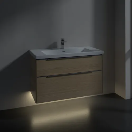 VILLEROY BOCH Subway 3.0 Vanity unit, s osvětlením, 2 výsuvy, 973 x 576 x 478 mm, severský dub #C570L0VJ, obrázek 5