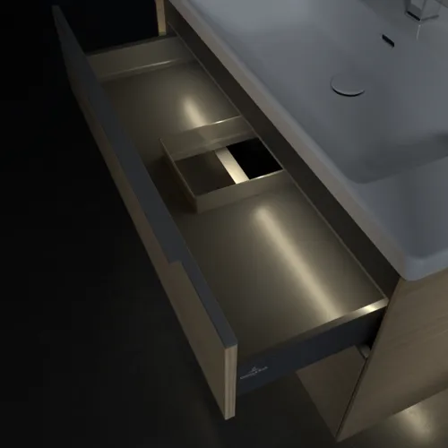 VILLEROY BOCH Subway 3.0 Vanity unit, s osvětlením, 2 výsuvy, 973 x 576 x 478 mm, severský dub #C570L0VJ, obrázek 9