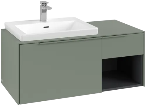 VILLEROY BOCH Subway 3.0 Vanity unit, s osvětlením, 2 výsuvy, 1001 x 423 x 516 mm, Soft Green / Soft Green #C572L2AF
