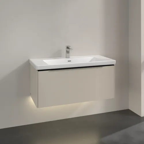VILLEROY BOCH Subway 3.0 Vanity unit, s osvětlením, 1 zásuvka, 973 x 429 x 478 mm, Cashmere Grey #C569L1VN, obrázek 2
