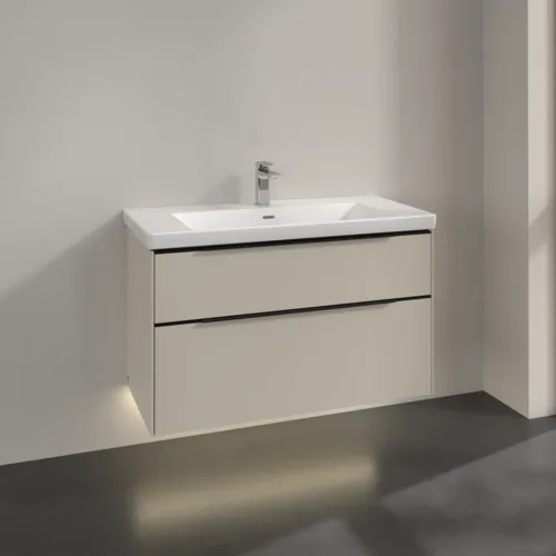 VILLEROY BOCH Subway 3.0 Vanity unit, s osvětlením, 2 výsuvy, 973 x 576 x 478 mm, Cashmere Grey #C570L1VN, obrázek 2