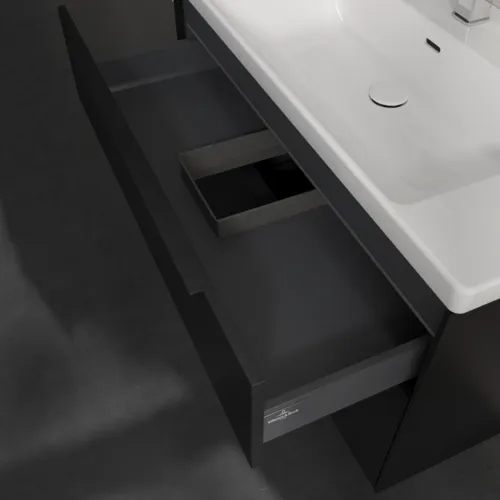 VILLEROY BOCH Subway 3.0 Vanity unit, s osvětlením, 2 výsuvy, 973 x 576 x 478 mm, Volcano Black #C570L1VL, obrázek 8