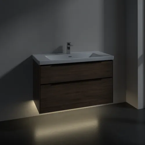 VILLEROY BOCH Subway 3.0 Vanity unit, s osvětlením, 2 výsuvy, 973 x 576 x 478 mm, Arizona Oak #C570L1VH, obrázek 5