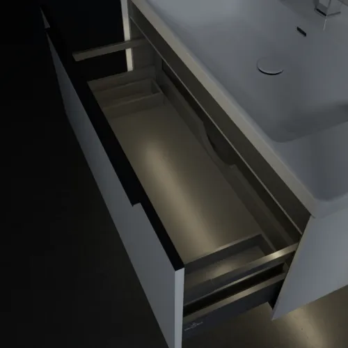 VILLEROY BOCH Subway 3.0 Vanity unit, s osvětlením, 1 zásuvka, 973 x 429 x 478 mm, čistě bílá #C569L1VF, obrázek 8