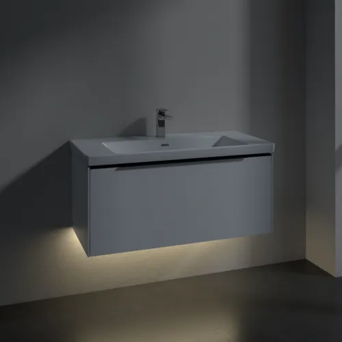 VILLEROY BOCH Subway 3.0 Vanity unit, s osvětlením, 1 zásuvka, 973 x 429 x 478 mm, čistě bílá #C569L1VF, obrázek 5