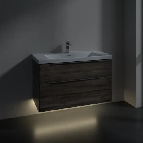 VILLEROY BOCH Subway 3.0 Vanity unit, s osvětlením, 2 výsuvy, 973 x 576 x 478 mm, Stone Oak #C570L0RK, obrázek 5