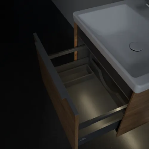 VILLEROY BOCH Subway 3.0 Vanity unit, s osvětlením, 1 zásuvka, 572 x 429 x 478 mm, dub Kansas #C577L0RH, obrázek 8