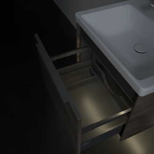 VILLEROY BOCH Subway 3.0 Vanity unit, s osvětlením, 1 zásuvka, 572 x 429 x 478 mm, Stone Oak #C577L0RK, obrázek 8