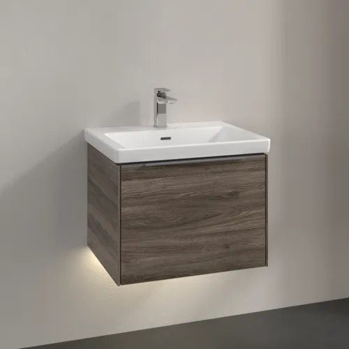 VILLEROY BOCH Subway 3.0 Vanity unit, s osvětlením, 1 zásuvka, 572 x 429 x 478 mm, Stone Oak #C577L0RK, obrázek 2