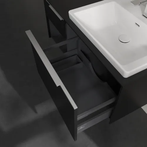 VILLEROY BOCH Subway 3.0 Vanity unit, s osvětlením, 2 výsuvy, 1001 x 423 x 516 mm, Volcano Black / Volcano Black #C571L0VL, obrázek 7