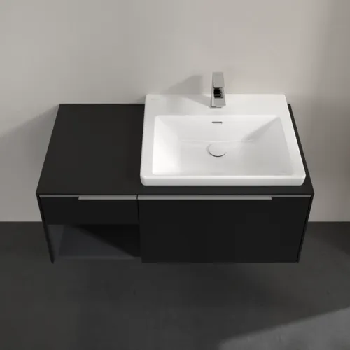VILLEROY BOCH Subway 3.0 Vanity unit, s osvětlením, 2 výsuvy, 1001 x 423 x 516 mm, Volcano Black / Volcano Black #C571L0VL, obrázek 4