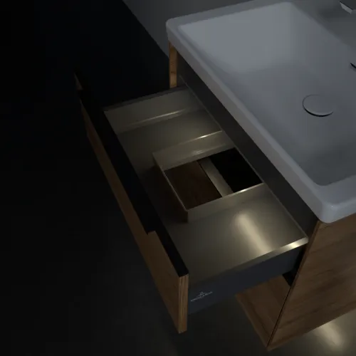 VILLEROY BOCH Subway 3.0 Vanity unit, s osvětlením, 2 výsuvy, 622 x 576 x 478 mm, dub Kansas #C576L1RH, obrázek 9