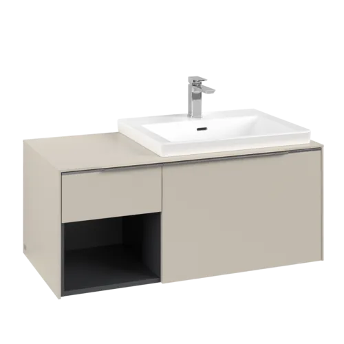 VILLEROY BOCH Subway 3.0 Vanity unit, s osvětlením, 2 výsuvy, 1001 x 423 x 516 mm, Cashmere Grey / Cashmere Grey #C571L0VN