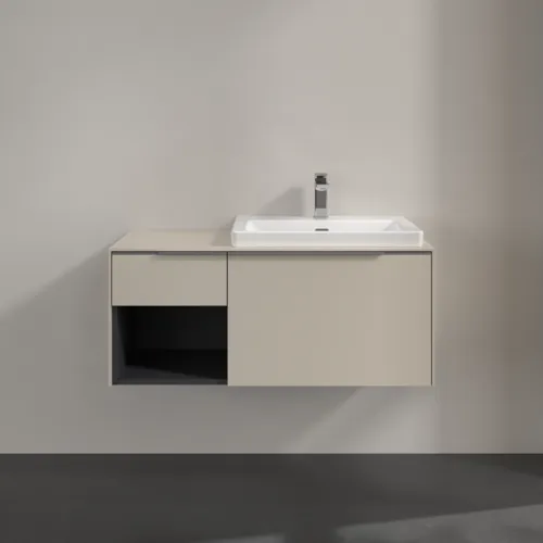 VILLEROY BOCH Subway 3.0 Vanity unit, s osvětlením, 2 výsuvy, 1001 x 423 x 516 mm, Cashmere Grey / Cashmere Grey #C571L0VN, obrázek 3