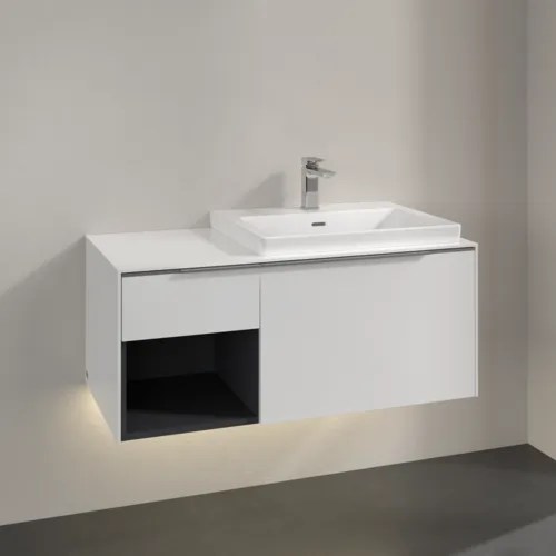 VILLEROY BOCH Subway 3.0 Vanity unit, s osvětlením, 2 výsuvy, 1001 x 423 x 516 mm, Brilliant White / Brilliant White #C571L0VE, obrázek 2