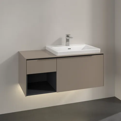 VILLEROY BOCH Subway 3.0 Vanity unit, s osvětlením, 2 výsuvy, 1001 x 423 x 516 mm, taupe / taupe #C571L1VM, obrázek 2