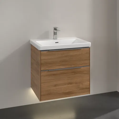 VILLEROY BOCH Subway 3.0 Vanity unit, s osvětlením, 2 výsuvy, 622 x 576 x 478 mm, dub Kansas #C576L0RH, obrázek 2