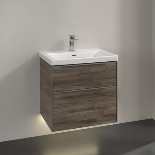 VILLEROY BOCH Subway 3.0 Vanity unit, s osvětlením, 2 výsuvy, 622 x 576 x 478 mm, Stone Oak #C576L0RK, obrázek 2