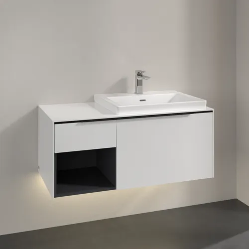 VILLEROY BOCH Subway 3.0 Vanity unit, s osvětlením, 2 výsuvy, 1001 x 423 x 516 mm, Brilliant White / Brilliant White #C571L1VE, obrázek 2