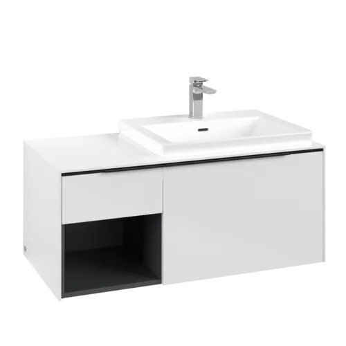 VILLEROY BOCH Subway 3.0 Vanity unit, s osvětlením, 2 výsuvy, 1001 x 423 x 516 mm, Brilliant White / Brilliant White #C571L1VE