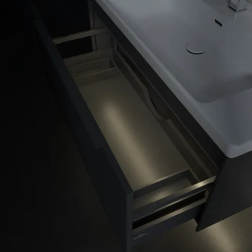 VILLEROY BOCH Subway 3.0 Vanity unit, s osvětlením, 1 zásuvka, 973 x 429 x 478 mm, grafitová barva #C569L2VR, obrázek 8