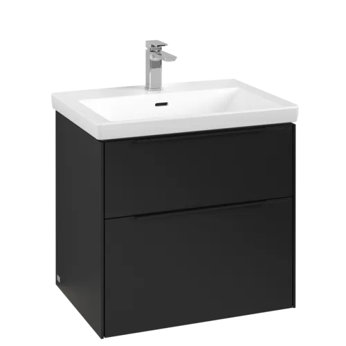 VILLEROY BOCH Subway 3.0 Vanity unit, s osvětlením, 2 výsuvy, 622 x 576 x 478 mm, Volcano Black #C576L1VL