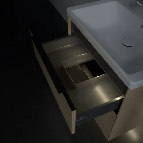 VILLEROY BOCH Subway 3.0 Vanity unit, s osvětlením, 2 výsuvy, 622 x 576 x 478 mm, dub severský #C576L1VJ, obrázek 9