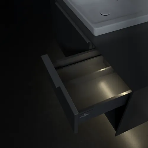VILLEROY BOCH Subway 3.0 Vanity unit, s osvětlením, 2 výsuvy, 1001 x 423 x 516 mm, grafitová / grafitová #C572L0VR, obrázek 9