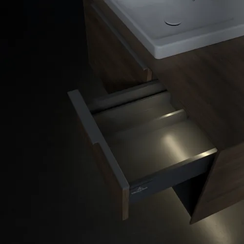VILLEROY BOCH Subway 3.0 Vanity unit, s osvětlením, 2 výsuvy, 1001 x 423 x 516 mm, Arizona Oak / Arizona Oak #C572L0VH, obrázek 9