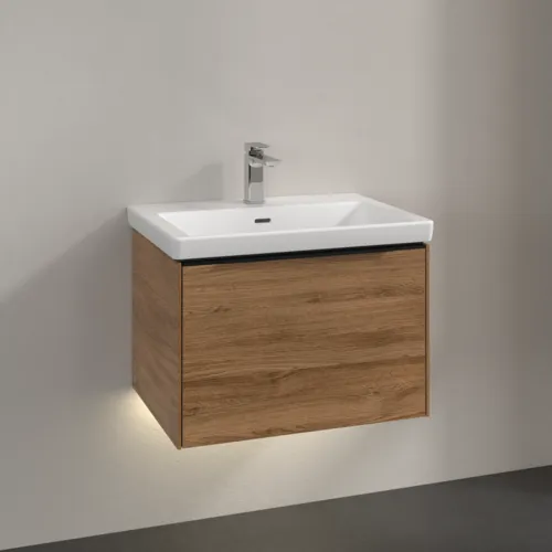 VILLEROY BOCH Subway 3.0 Vanity unit, s osvětlením, 1 zásuvka, 622 x 429 x 478 mm, dub Kansas #C575L1RH, obrázek 2