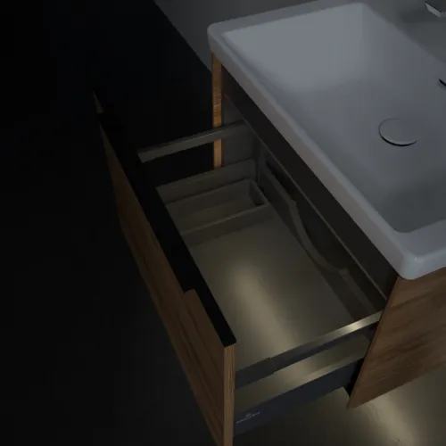 VILLEROY BOCH Subway 3.0 Vanity unit, s osvětlením, 1 zásuvka, 622 x 429 x 478 mm, dub Kansas #C575L1RH, obrázek 9