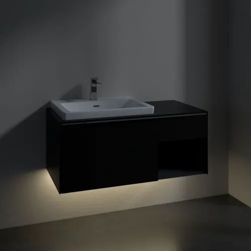VILLEROY BOCH Subway 3.0 Vanity unit, s osvětlením, 2 výsuvy, 1001 x 423 x 516 mm, Volcano Black / Volcano Black #C572L0VL, obrázek 5