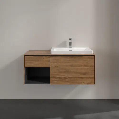 VILLEROY BOCH Subway 3.0 Vanity unit, s osvětlením, 2 výsuvy, 1001 x 423 x 516 mm, dub Kansas / dub Kansas #C571L1RH, obrázek 3