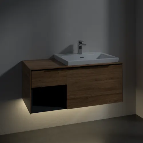 VILLEROY BOCH Subway 3.0 Vanity unit, s osvětlením, 2 výsuvy, 1001 x 423 x 516 mm, dub Kansas / dub Kansas #C571L1RH, obrázek 5