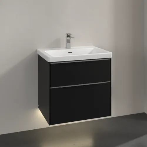 VILLEROY BOCH Subway 3.0 Vanity unit, s osvětlením, 2 výsuvy, 622 x 576 x 478 mm, Volcano Black #C576L0VL, obrázek 2