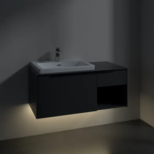 VILLEROY BOCH Subway 3.0 Vanity unit, s osvětlením, 2 výsuvy, 1001 x 423 x 516 mm, grafitová / grafitová #C572L1VR, obrázek 5