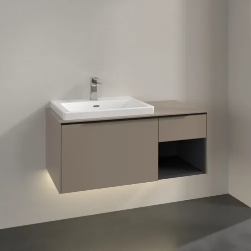 VILLEROY BOCH Subway 3.0 Vanity unit, s osvětlením, 2 výsuvy, 1001 x 423 x 516 mm, taupe / taupe #C572L1VM, obrázek 2