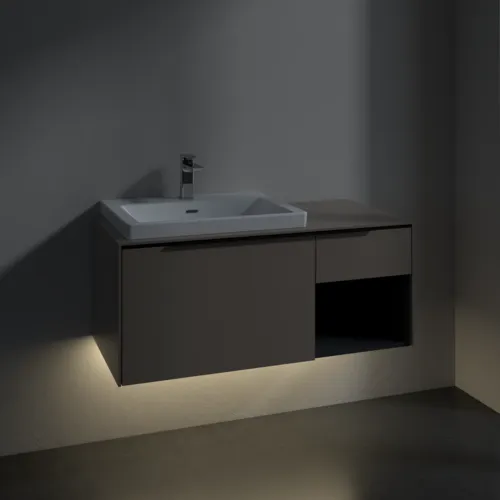 VILLEROY BOCH Subway 3.0 Vanity unit, s osvětlením, 2 výsuvy, 1001 x 423 x 516 mm, taupe / taupe #C572L1VM, obrázek 5