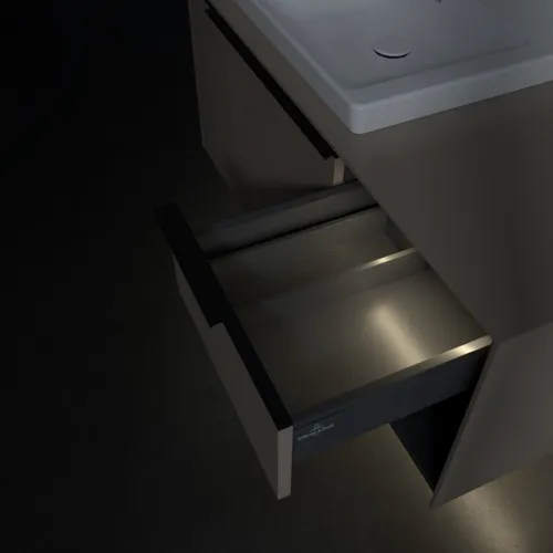 VILLEROY BOCH Subway 3.0 Vanity unit, s osvětlením, 2 výsuvy, 1001 x 423 x 516 mm, taupe / taupe #C572L1VM, obrázek 9