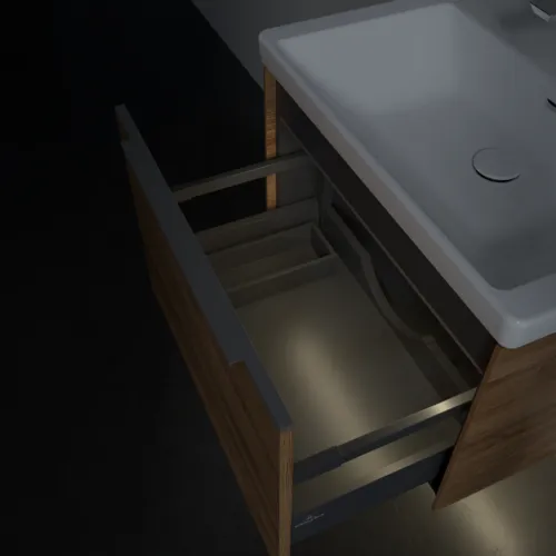 VILLEROY BOCH Subway 3.0 Vanity unit, s osvětlením, 1 zásuvka, 622 x 429 x 478 mm, dub Kansas #C575L0RH, obrázek 9