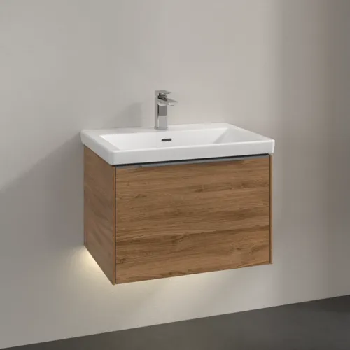 VILLEROY BOCH Subway 3.0 Vanity unit, s osvětlením, 1 zásuvka, 622 x 429 x 478 mm, dub Kansas #C575L0RH, obrázek 2