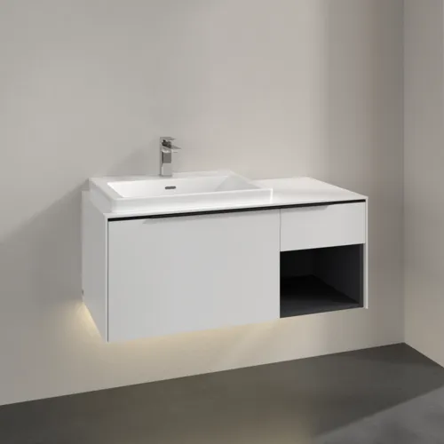 VILLEROY BOCH Subway 3.0 Vanity unit, s osvětlením, 2 výsuvy, 1001 x 423 x 516 mm, Brilliant White / Brilliant White #C572L1VE, obrázek 2
