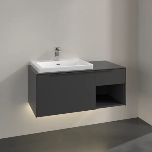 VILLEROY BOCH Subway 3.0 Vanity unit, s osvětlením, 2 výsuvy, 1001 x 423 x 516 mm, grafitová / grafitová #C572L2VR, obrázek 2