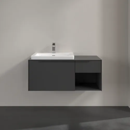 VILLEROY BOCH Subway 3.0 Vanity unit, s osvětlením, 2 výsuvy, 1001 x 423 x 516 mm, grafitová / grafitová #C572L2VR, obrázek 3