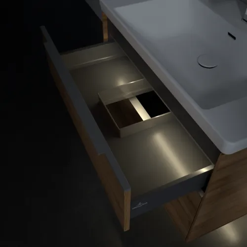 VILLEROY BOCH Subway 3.0 Vanity unit, s osvětlením, 2 výsuvy, 772 x 576 x 478 mm, dub Kansas #C574L0RH, obrázek 9