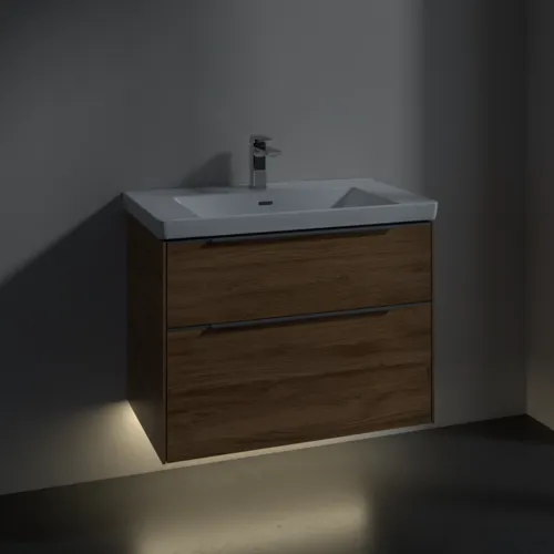 VILLEROY BOCH Subway 3.0 Vanity unit, s osvětlením, 2 výsuvy, 772 x 576 x 478 mm, dub Kansas #C574L0RH, obrázek 5